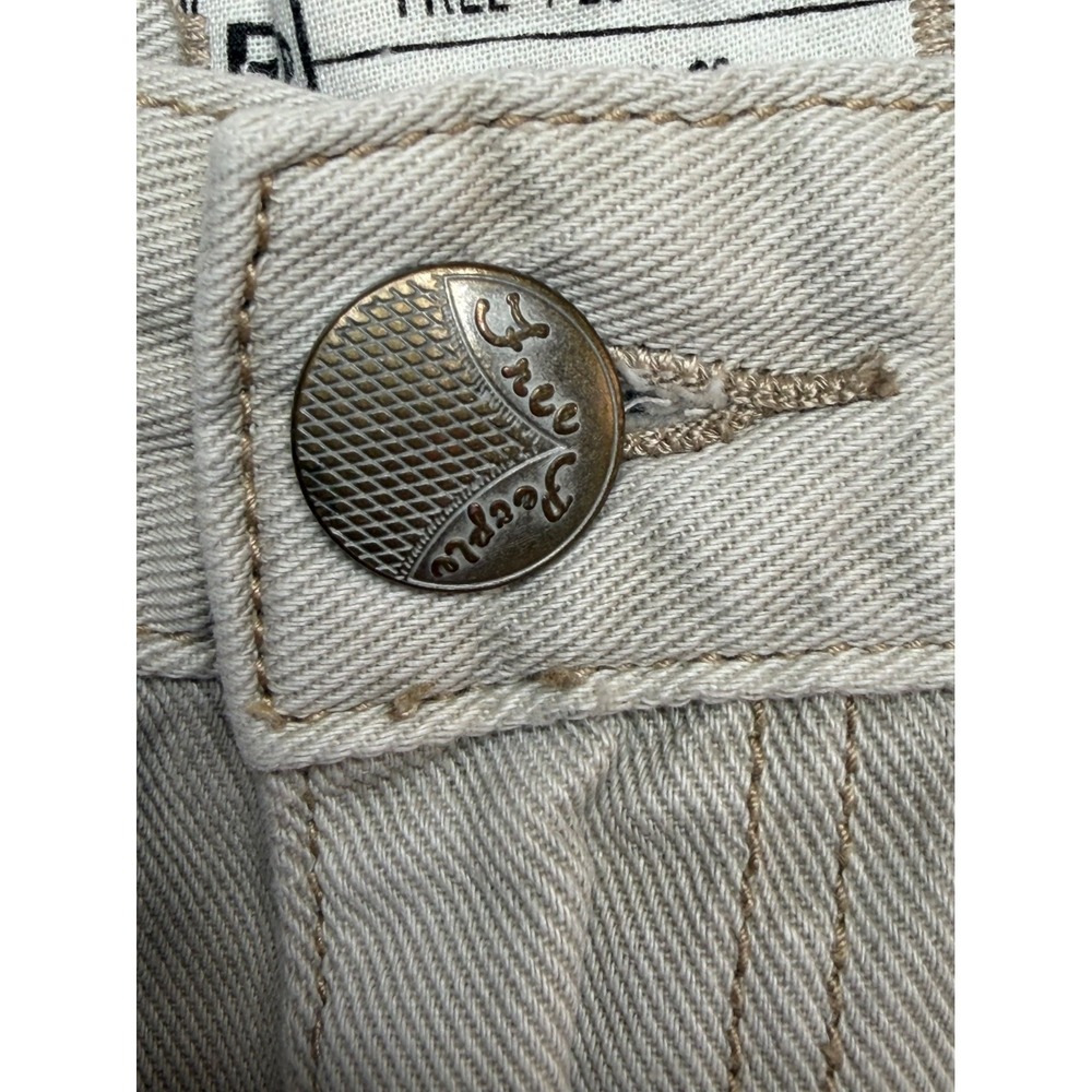 Free People Denim Shorts Beige Sand Frayed Raw Hem 100% Cotton Size 28 - Picture 4 of 9